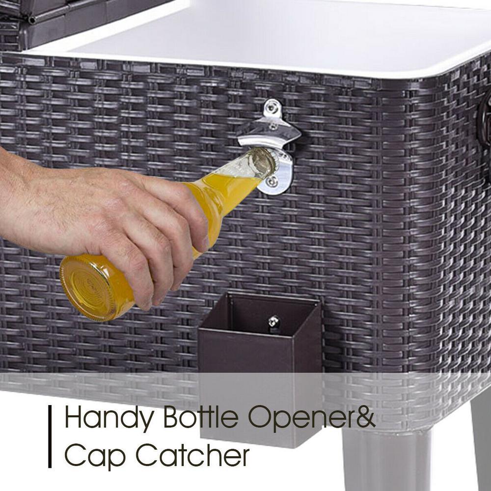 80 Qt. Rattan Party Portable Ice Beer BeveraOutdoor Rolling Chest Cooler Cart