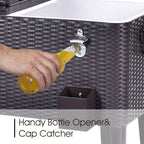 80 Qt. Rattan Party Portable Ice Beer BeveraOutdoor Rolling Chest Cooler Cart