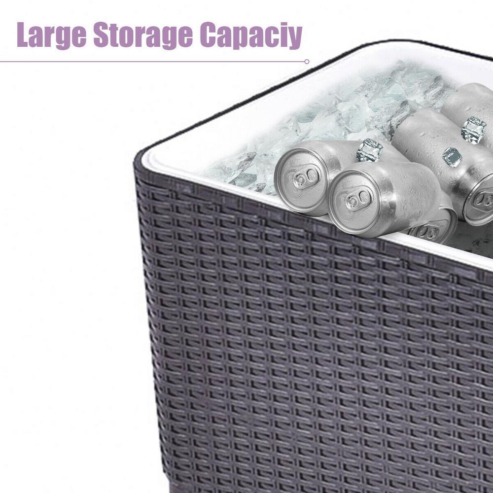 80 Qt. Rattan Party Portable Ice Beer BeveraOutdoor Rolling Chest Cooler Cart