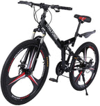 YQWEARLL US Fast Shipment 26 inch Adult Folding Mountain Bike Outdoor Sports High Carbon Steel MTB Bicycle, Aluminum Wheel Rim, 21-Speed Rear Derailleur, Suitable for Men and Women Cyclin