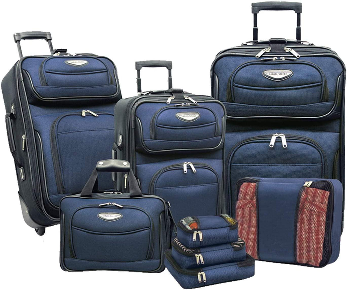Amsterdam Expandable Rolling Upright Luggage, Navy, 8-Piece Set