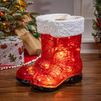 16.3 in. H B/O Lighted Resin Holiday Santa Boots with 10 LED Lights