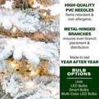 Fraser Hill Farm Clear Prelit LED White Flocked Pine Christmas Tree, 12'