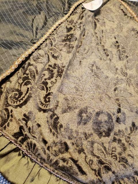 Seasons of Serendipity Christmas Tree Skirt &amp; 3 Stockings Green Gold Embellish