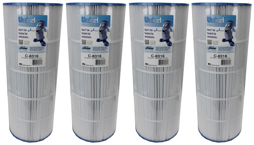 4 unicel c-8316 replacement cartridge filters 150 sq ft hayward xstream cc1500re