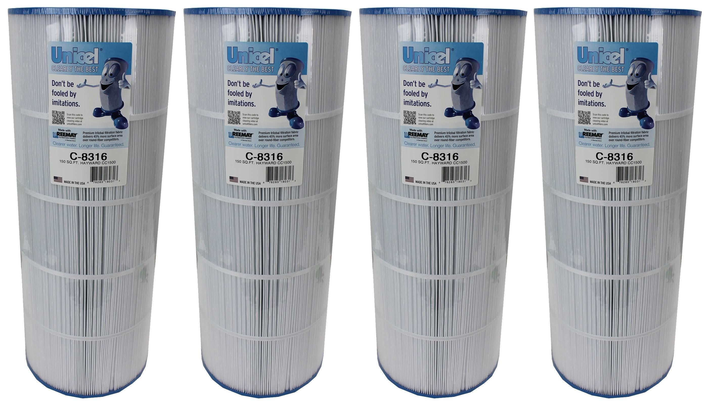 4 unicel c-8316 replacement cartridge filters 150 sq ft hayward xstream cc1500re