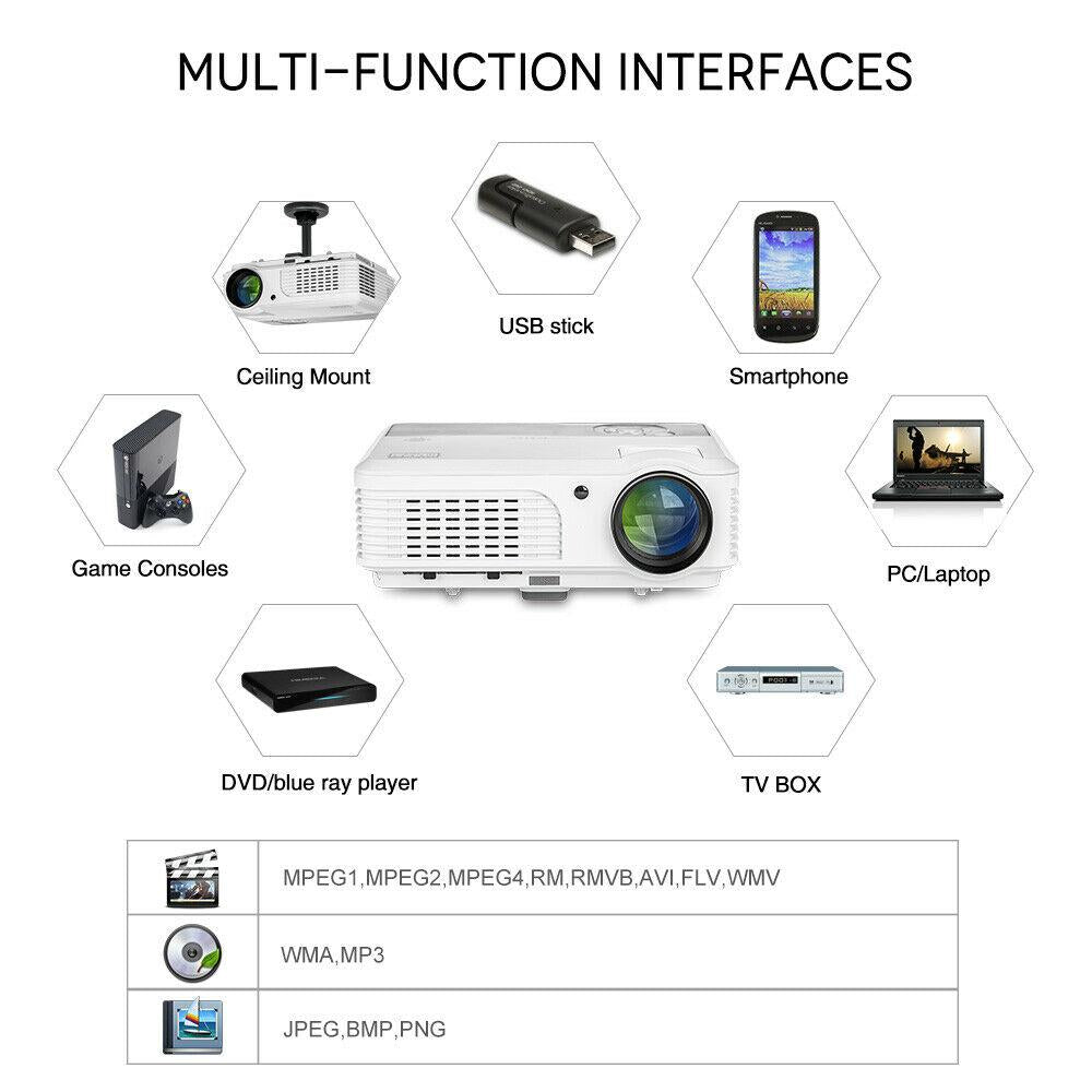 wireless wifi projector hd blue-tooth home theater mirroring screen airplay tv