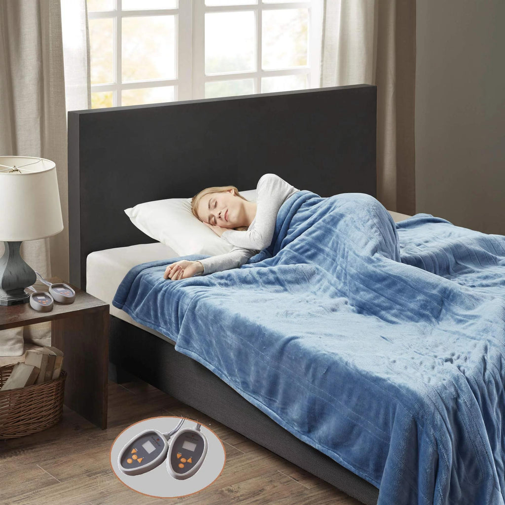Gracie MIlls Elect Electric Blanket with 20 Heat Level Setting Controller Twin: 62x84" Sapphire -WR54-1743