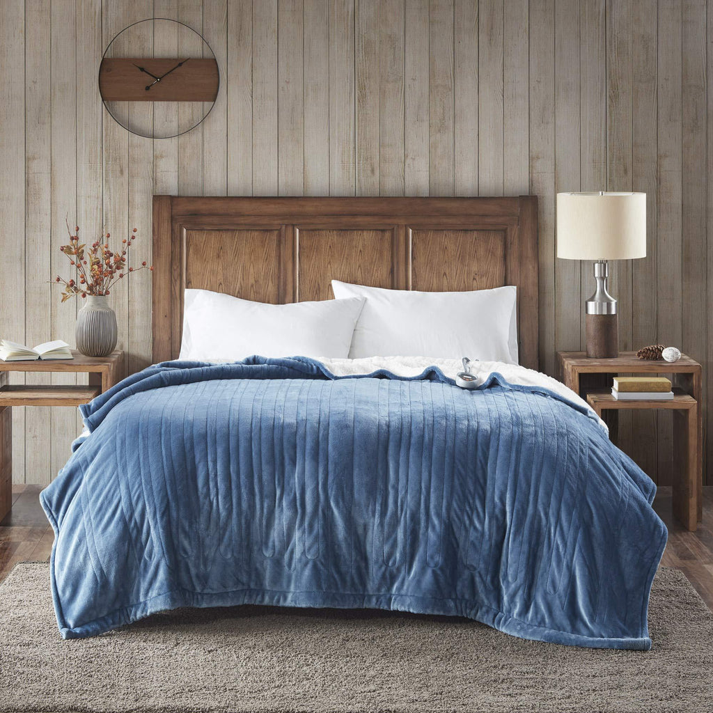 Gracie MIlls Electric Blanket w/Heat Setting Controllers Queen: 84x90" Sapphire -WR54-1745