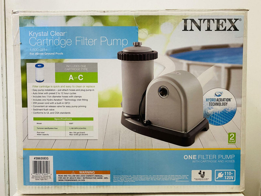 intex 28635eg krystal clear cartridge filter pump above ground pool 1500 gph