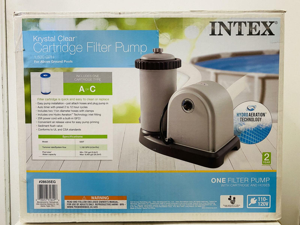 intex 28635eg krystal clear cartridge filter pump above ground pool 1500 gph