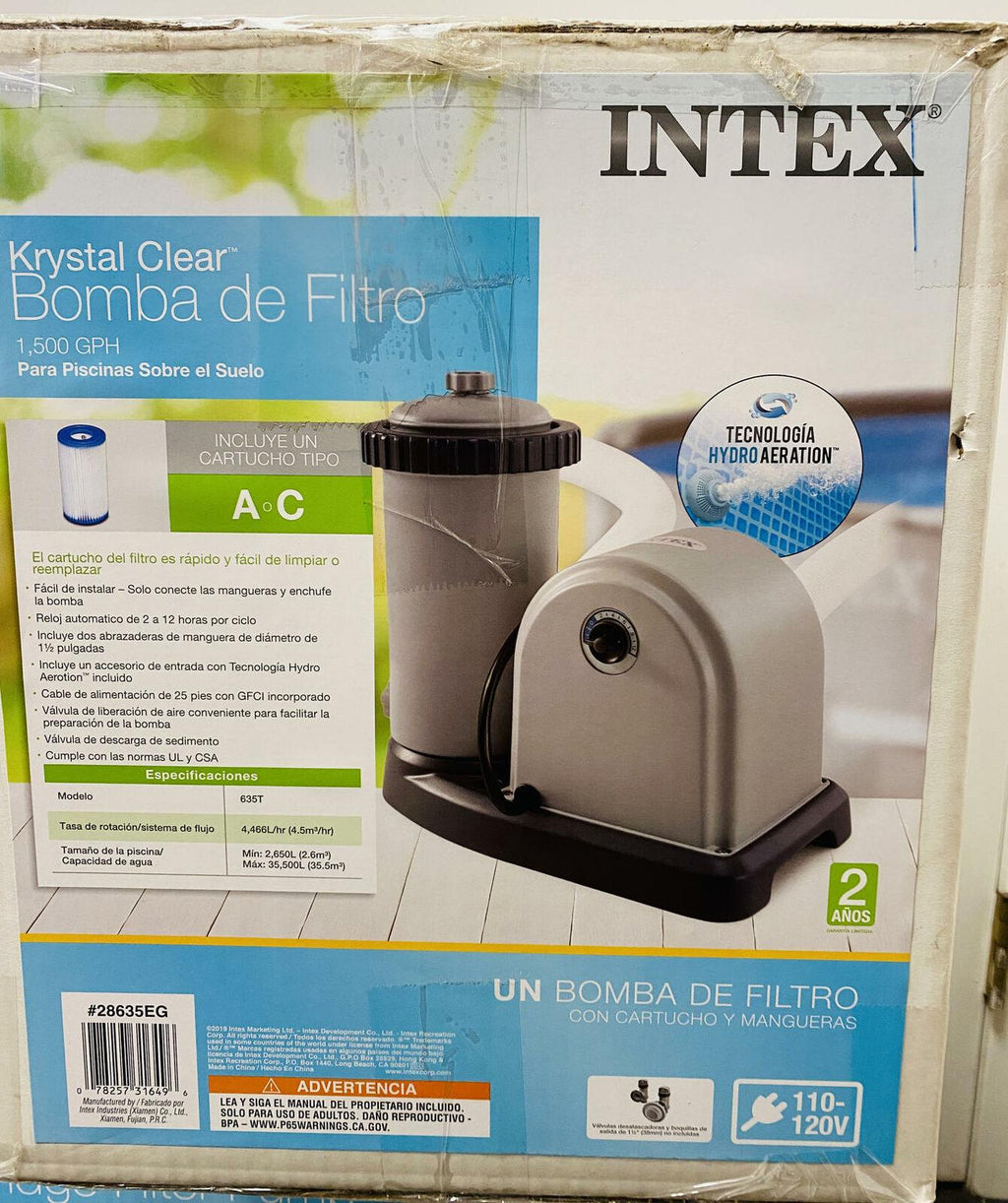 intex 28635eg krystal clear cartridge filter pump above ground pool 1500 gph