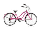 26" Rover 7 Speed  TX-35  Steel Spokes Pink Rims Front and Back Fenders V-Brakes Micargi Women Girl Style Beach Cruiser Bicycle