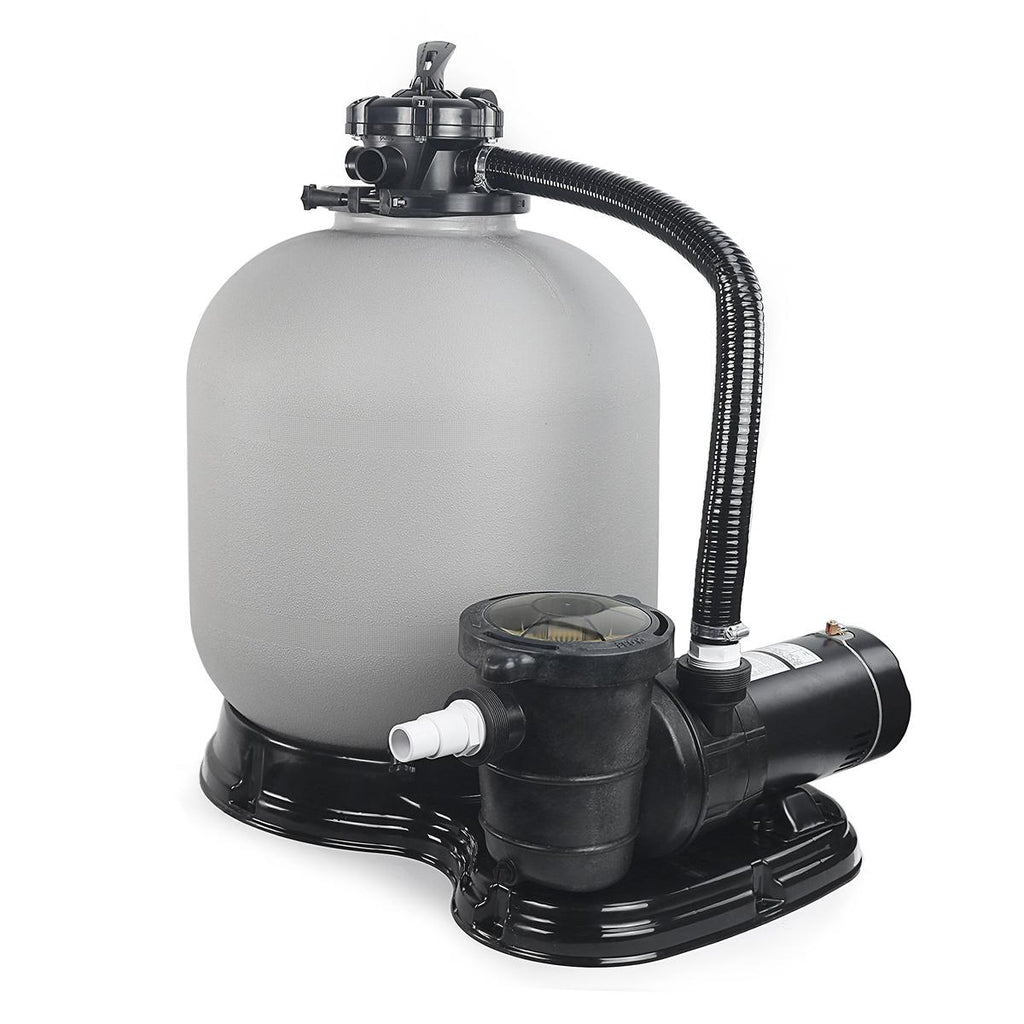 xtremepowerus 1.5hp aboveground pool pump with 19" inch 4500gph sand filter system multi-port filter set
