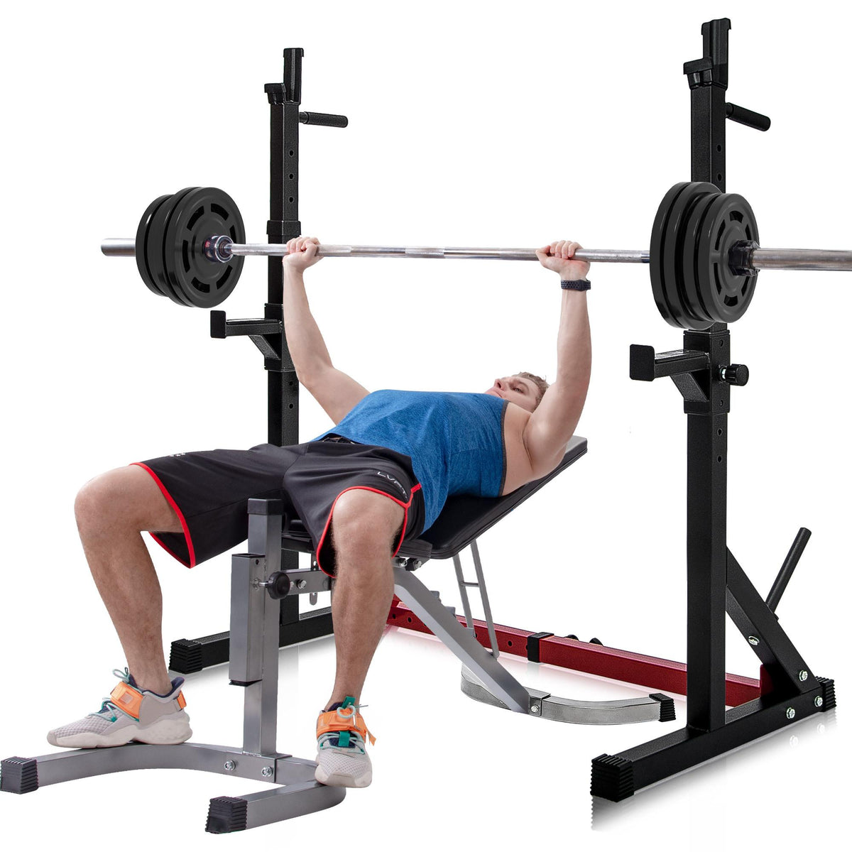 ANYSUN Adjustable Barbell Rack Max Load 550LBS Multi-Function Dipping Station Squat Stand Home Gym Fitness Weight Bench Press Stand