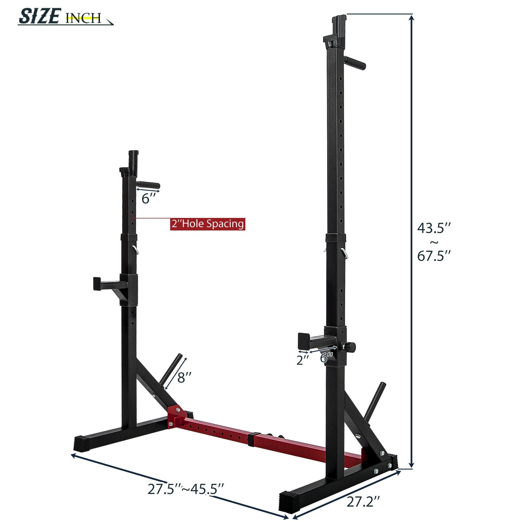 ANYSUN Adjustable Barbell Rack Max Load 550LBS Multi-Function Dipping Station Squat Stand Home Gym Fitness Weight Bench Press Stand