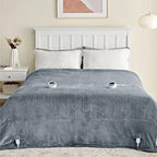 Electric Blanket Queen Size - Heated Blanket Queen, 10 Heat Settings Fleece Heating Blanket with 10 Time Settings, 8hrs Timer Auto Shut Off, Dual Control (84×90 inches, Grey)