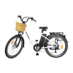 City Stroller 26" Electric Bike,Bicycle with 6 Speed Gear 40Nm 350W Powerful Motor 36V/12A Battery Power Ride In Snow Ice, Rain, Beach and Terrain - White