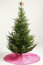 2 ANTHROPOLOGIE RORY VELVET KANTHA HEIRLOOM CHRISTMAS TREE SKIRT &amp; STOCPINK