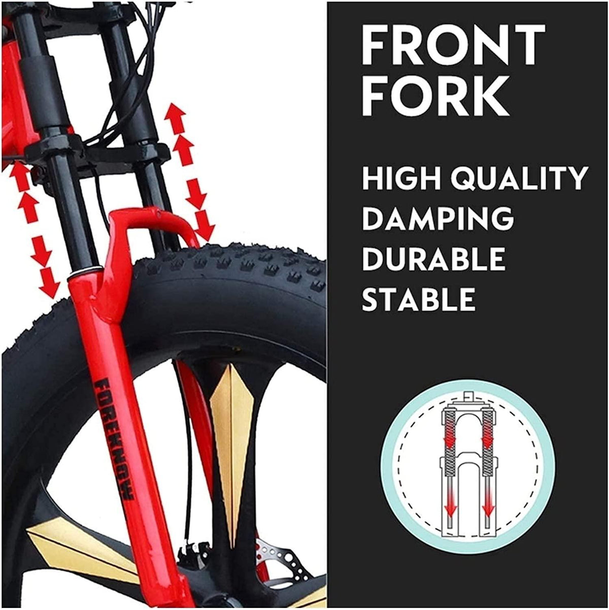 CHICAI High Carbon Steel Cross Country Bike 24/26-inch Adult Mountain Bike 21/24/27/30 Speed Bike Full Suspension Bike Equipped with Double Disc Brake Mountain Bike