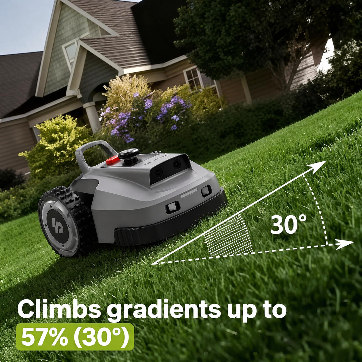 Robot Lawn Mower, Wire-Robotic Mower for 0.99 Acres, No Perimeter Wire, Auto-Mapping, RTK + AI 3D Vision Navigation, 300+ Object Avoidance, 57% Slope, IP66 Automatic Grass Cutter
