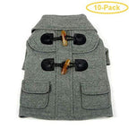 Pet Life Military Grey Rivited Wool Dog Coat X-Small - (8" Neck to Tail) - Pack of 10