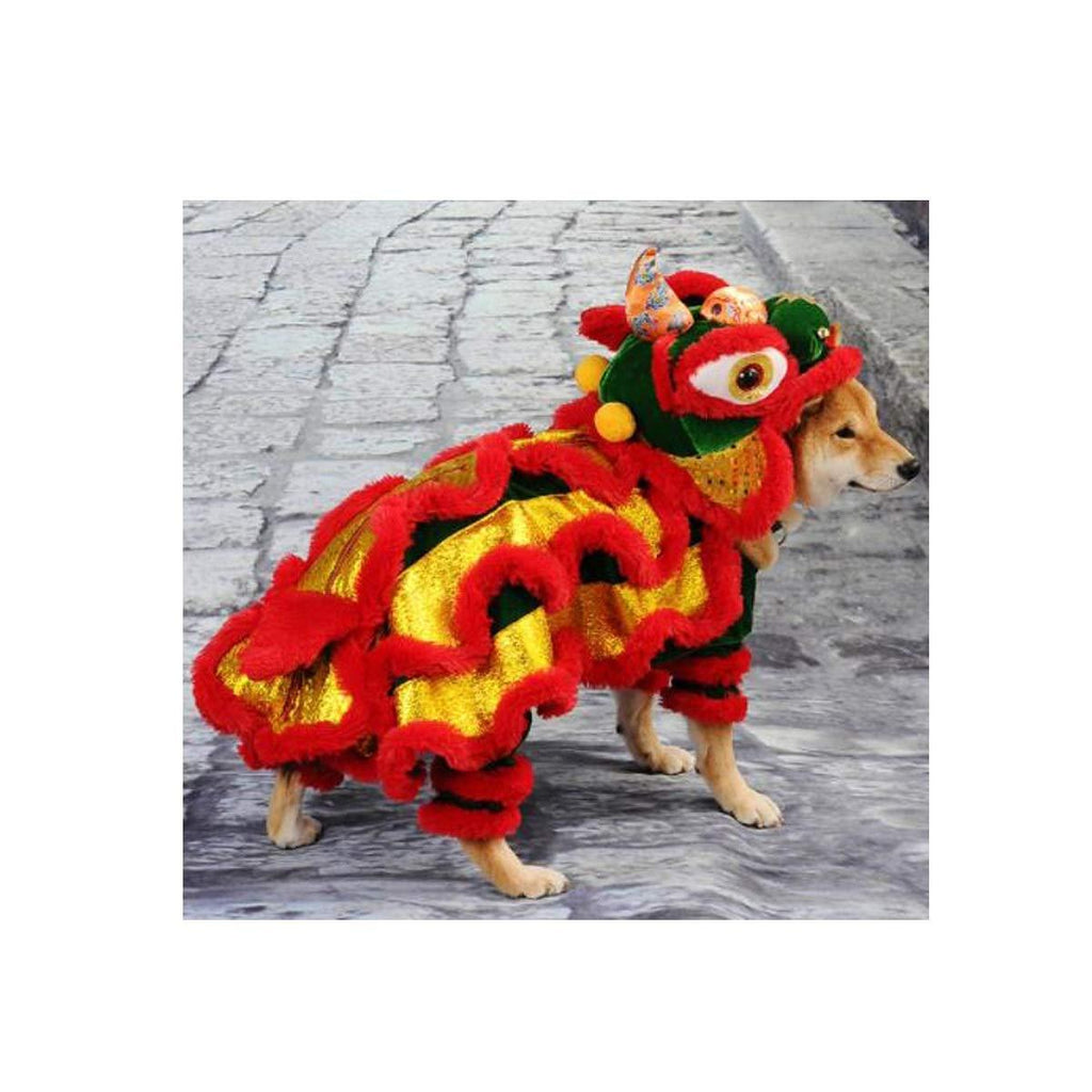 XIAOXIAN Dog Lion Dance Clothes Pet Dragon Dance Funny Little LarDog Teddy Year Cat Dog (Size : S)