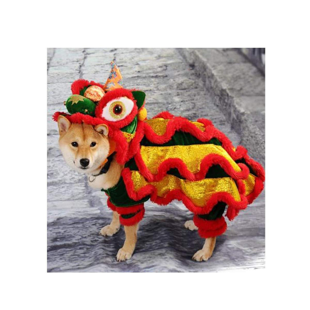 XIAOXIAN Dog Lion Dance Clothes Pet Dragon Dance Funny Little LarDog Teddy Year Cat Dog (Size : XS)