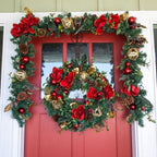 9 ft. Pre-Lit LED Red Magnolia Garland