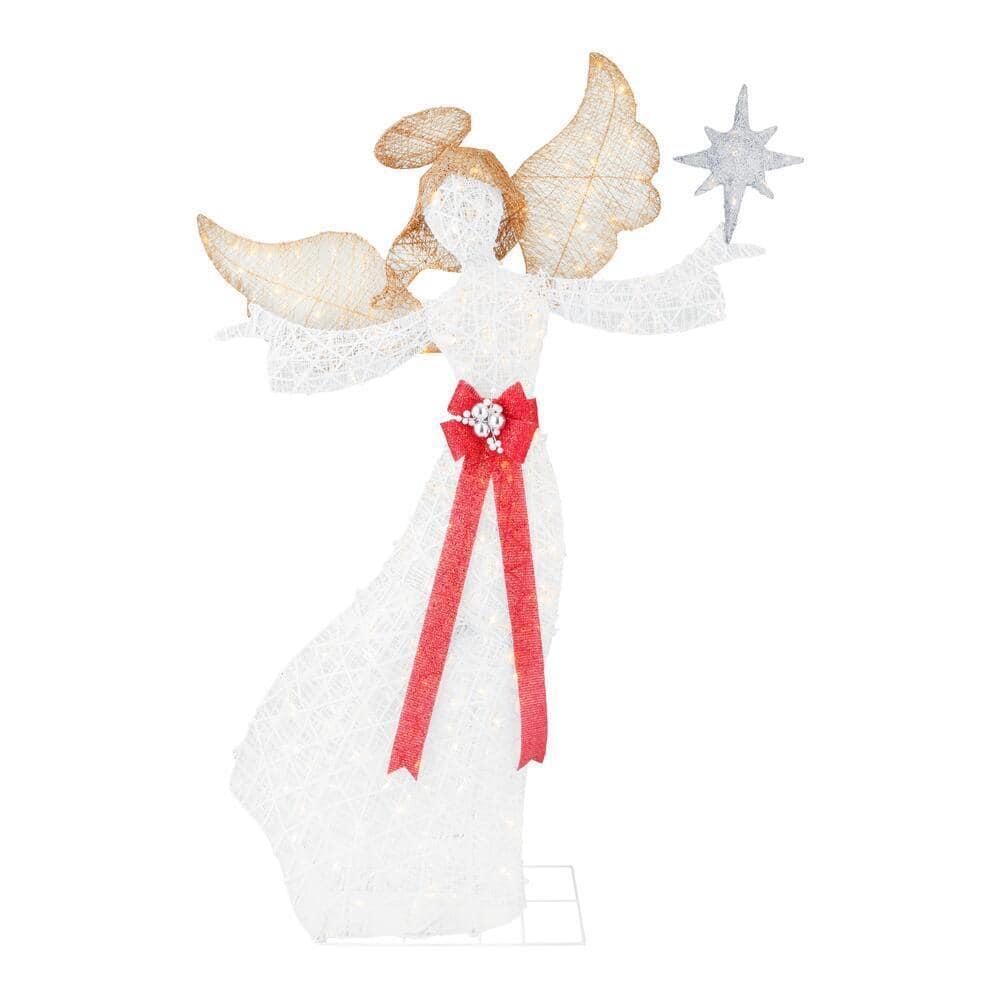 7.5 ft Warm White LED Angel with Star Holiday Yard Decoration