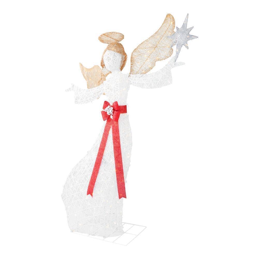 7.5 ft Warm White LED Angel with Star Holiday Yard Decoration