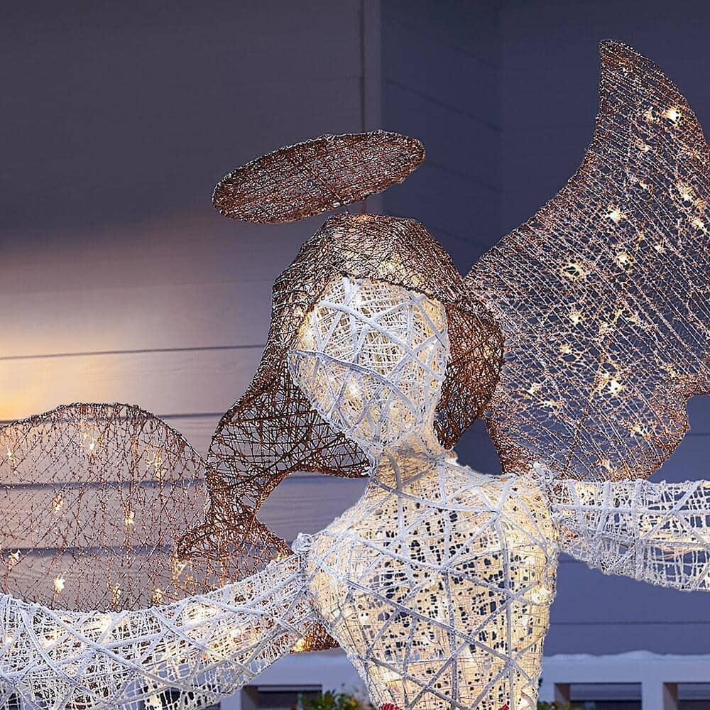 7.5 ft Warm White LED Angel with Star Holiday Yard Decoration