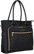 Women's Madison Square Hardside Chevron Expandable Luggage, Black, 2-Piece (20" Carry On + Tote)