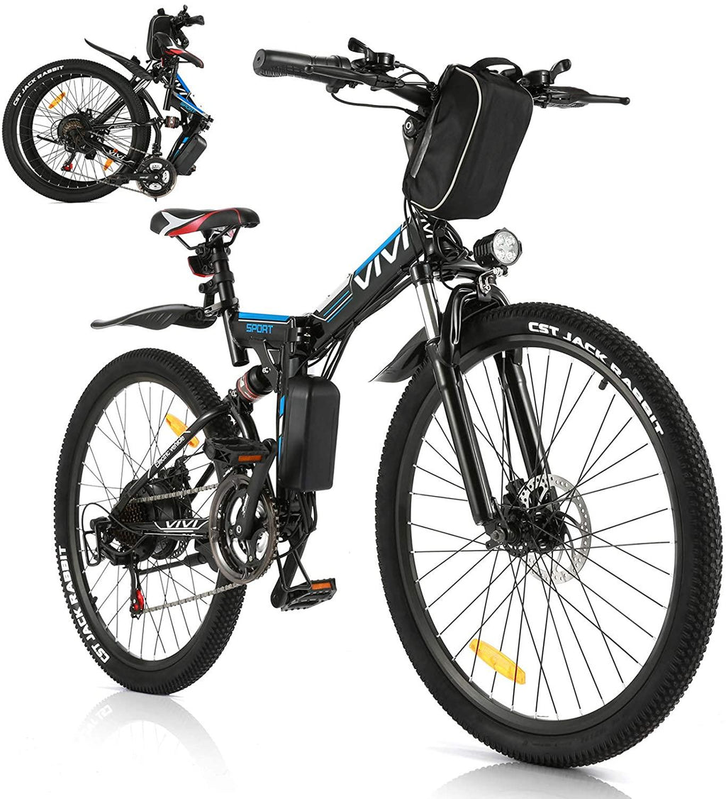 VIVI Folding Electric Bike for Adults, 26 inch E-Bike Electric Mountain Bicycle 350W Lightweight Ebike Professional  21 Speed Gears with Removable36V 8Ah Lithium Battery