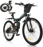 VIVI Folding Electric Bike for Adults, 26 inch E-Bike Electric Mountain Bicycle 350W Lightweight Ebike Professional  21 Speed Gears with Removable36V 8Ah Lithium Battery