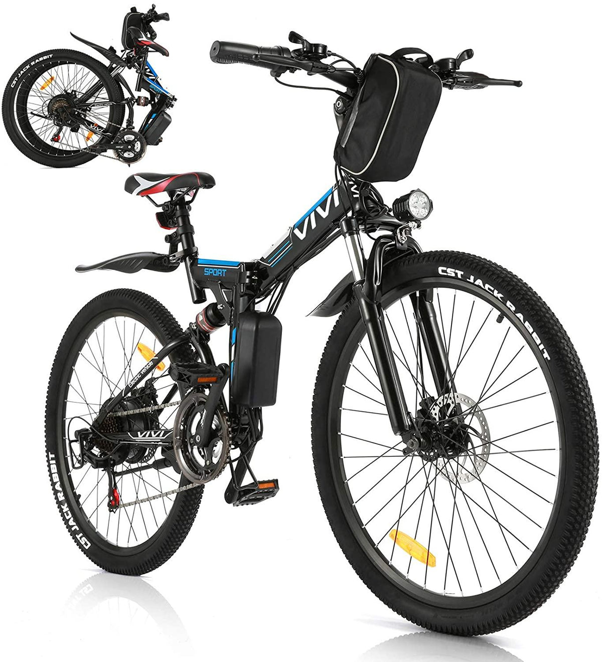 VIVI Folding Electric Bike for Adults, 26 inch E-Bike Electric Mountain Bicycle 350W Lightweight Ebike Professional  21 Speed Gears with Removable36V 8Ah Lithium Battery