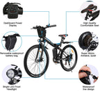 VIVI Folding Electric Bike for Adults, 26 inch E-Bike Electric Mountain Bicycle 350W Lightweight Ebike Professional  21 Speed Gears with Removable36V 8Ah Lithium Battery