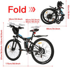 VIVI Folding Electric Bike for Adults, 26 inch E-Bike Electric Mountain Bicycle 350W Lightweight Ebike Professional  21 Speed Gears with Removable36V 8Ah Lithium Battery