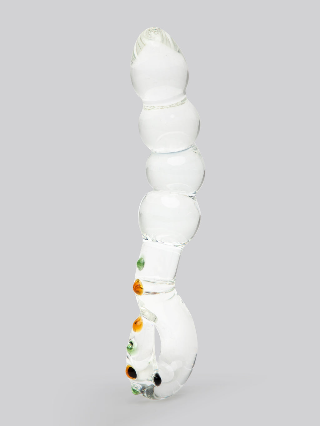 Lovehoney Sensual Glass Curved Beaded Dildo, Clear