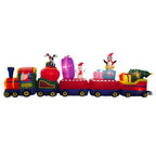 Air Characters Santa Claus Christmas Train with Penguin Snowman Presents Blown Yard Inflatable, 72"