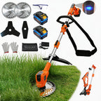 3-in-1 Electric Weed Wacker, Battery Powered Weed Eater with 2 x 4.0Ah Batteries, 900W Brushless Motor Grass Trimmer/Lawn Mower/Brush Cutter, with LCD Display &amp; 3 Types Blades for Yard and Garden