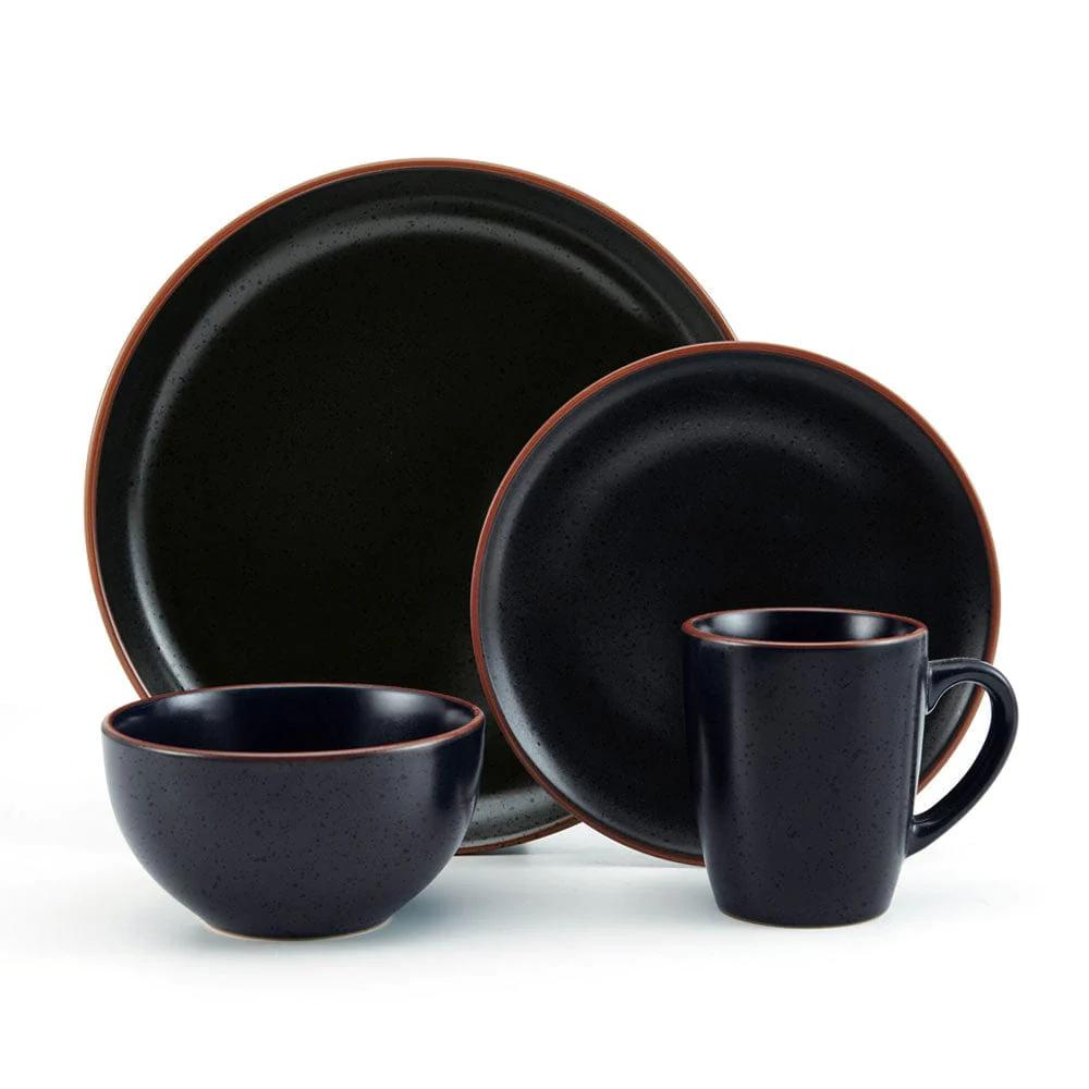 Hunter Black 16 Piece Dinnerware Set, Service for 4