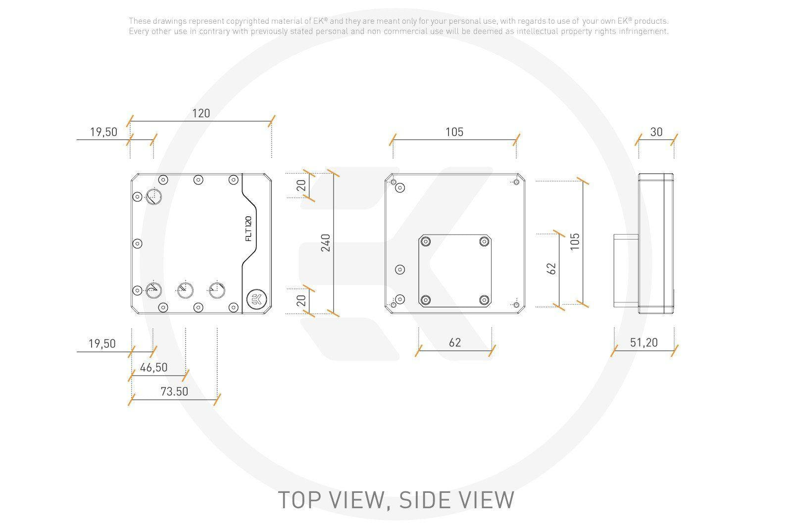 ekwb ek-quantum kinetic flt 120 pump/reservoir combo, ddc pwm, d-rgb, plexi
