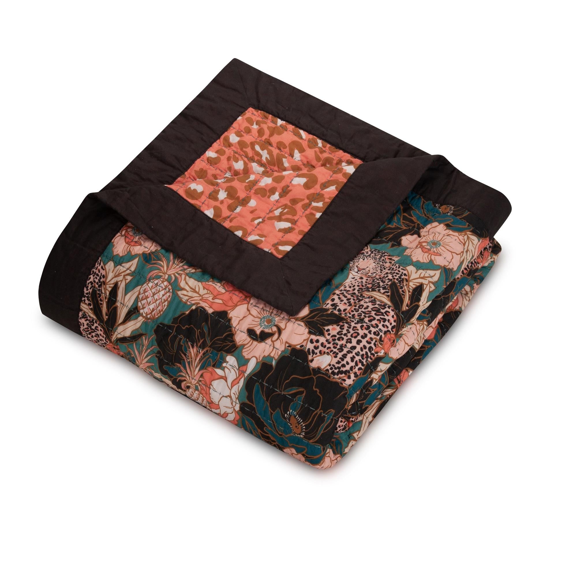 Makers Collective Tropical Leopard Hero Cotton 3-Piece Quilt Sets, King, Green