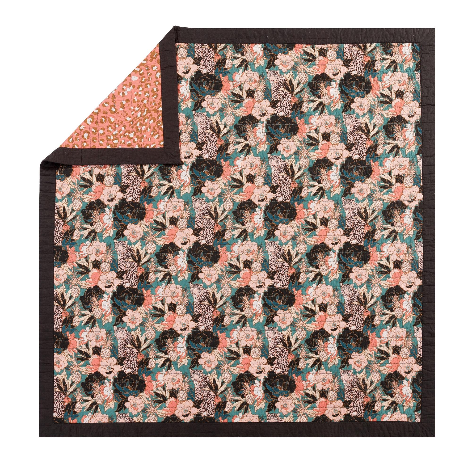 Makers Collective Tropical Leopard Hero Cotton 3-Piece Quilt Sets, King, Green