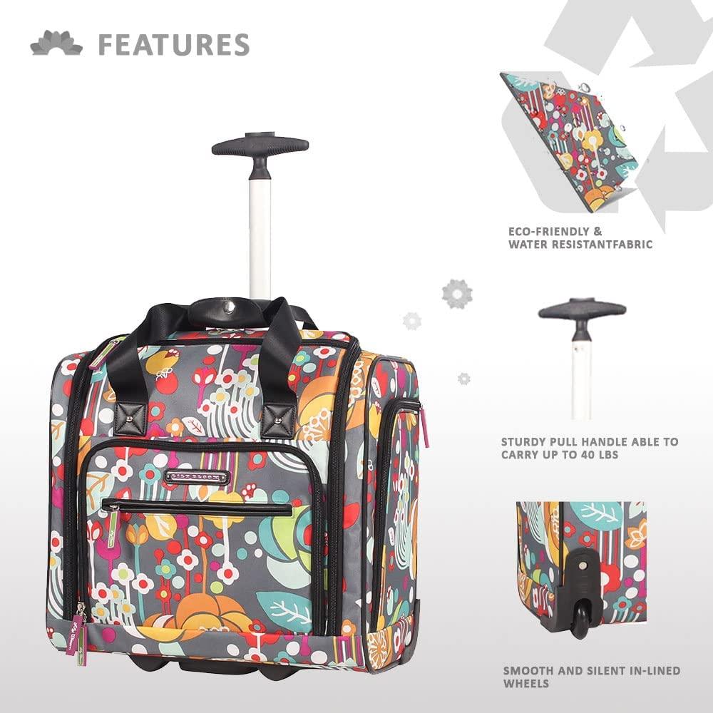er 15 Inch Carry On - Weekender Overnight Business Travel Luggage - Lightweight 2- Rolling Wheels Suitcase - Under Seat Rolling Bag for Women (Bliss)