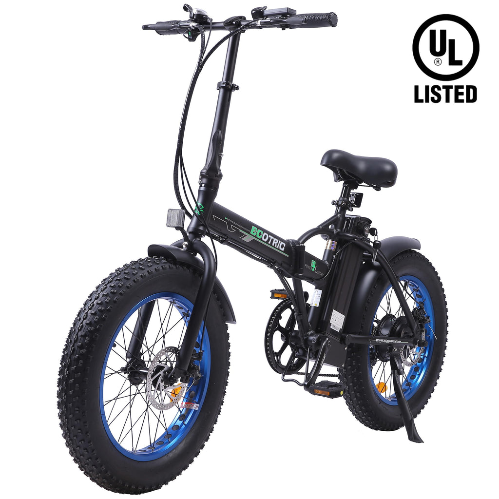 20 In. Powerful Folding Electric Bicycle Fat Tire Alloy Frame 500W 36V/12.5AH Lithium Battery Ebike Rear Motor LED Display (Black) - UL Certified