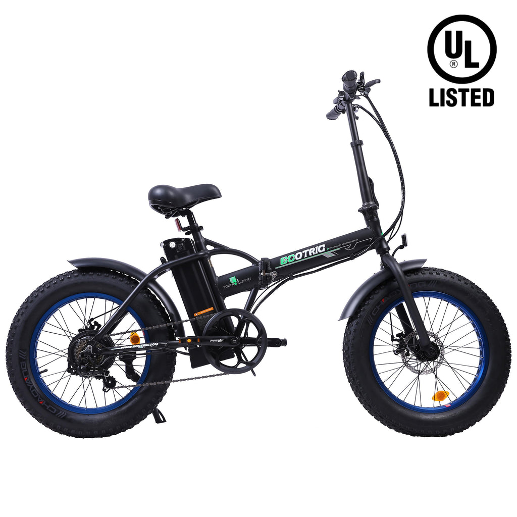 20 In. Powerful Folding Electric Bicycle Fat Tire Alloy Frame 500W 36V/12.5AH Lithium Battery Ebike Rear Motor LED Display (Black) - UL Certified