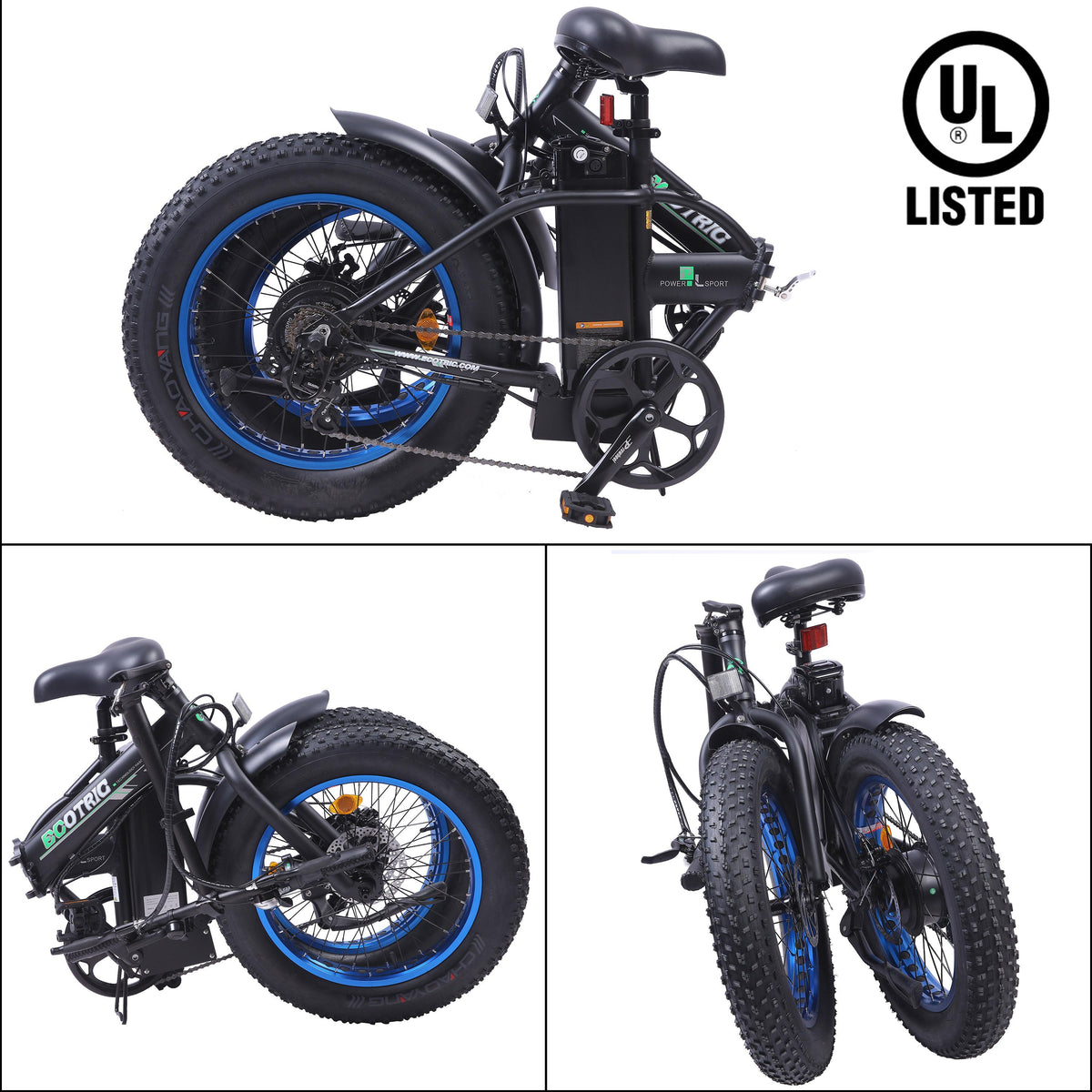 20 In. Powerful Folding Electric Bicycle Fat Tire Alloy Frame 500W 36V/12.5AH Lithium Battery Ebike Rear Motor LED Display (Black) - UL Certified