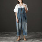 Summer Denim Pockets Wide Leg Casual Jumpsuits
